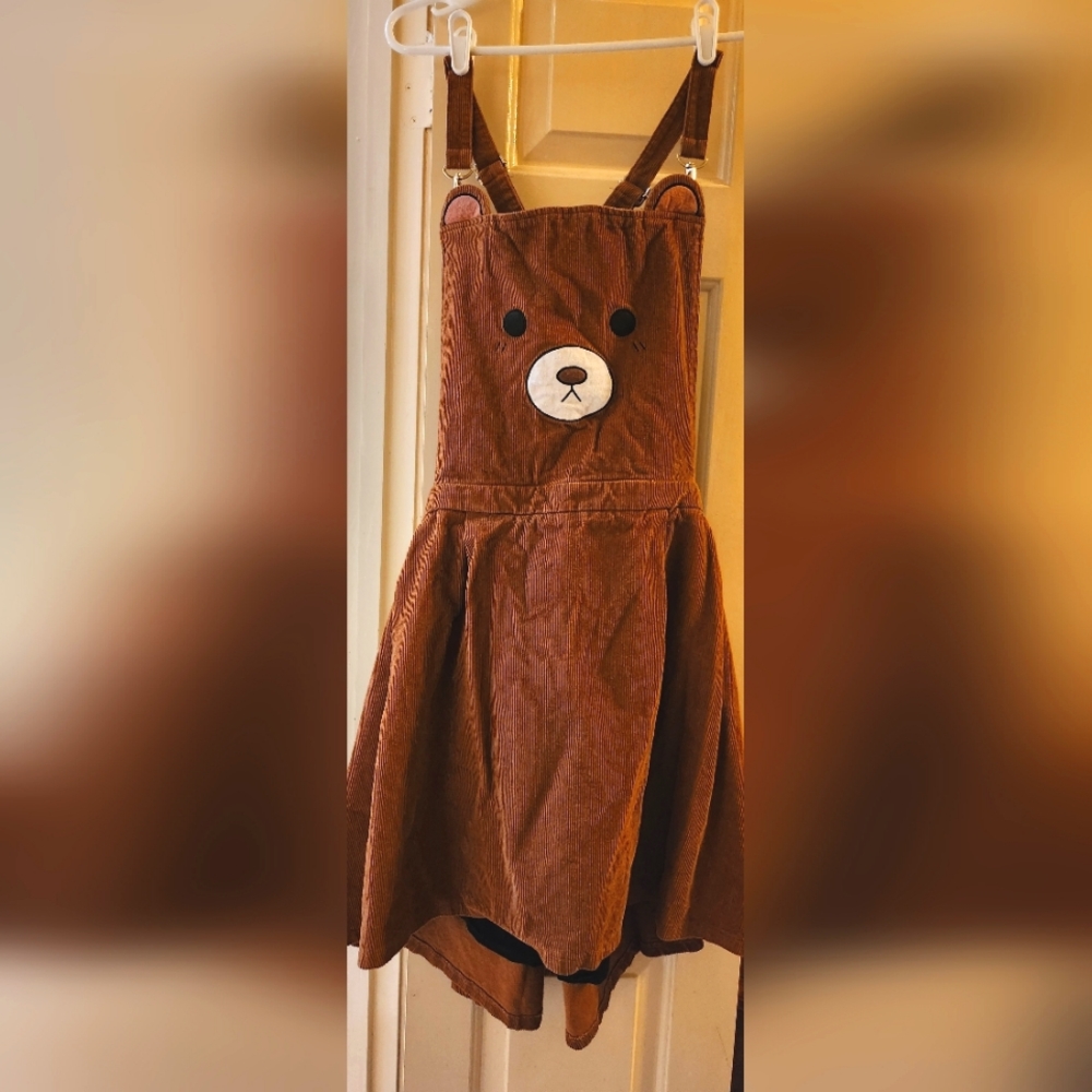 Cute Brown Bear Pinafore Skirtalls from DollsKill Sugar Thrillz 3XL